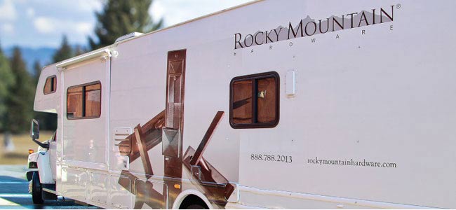 Rocky Mountain Hardware is touring the country in ournew, fully outfitted 80 sq ft mobile showroom. We invite you to comesee our complete product offering including new collections, CuVerrorAntimicrobial products, lighting, hardware, custom productcapabilities and more...